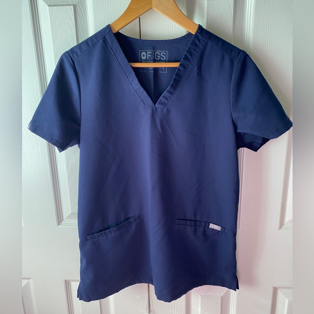 FIGS Technical Collection Navy Casma Short Sleeve Scrub Top SZ S‎